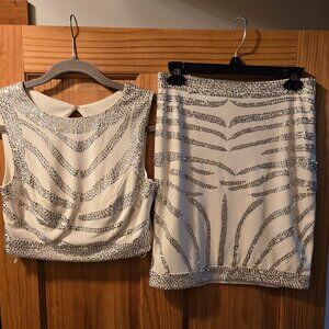 Jovani size 4 white 2 piece set with zebra print